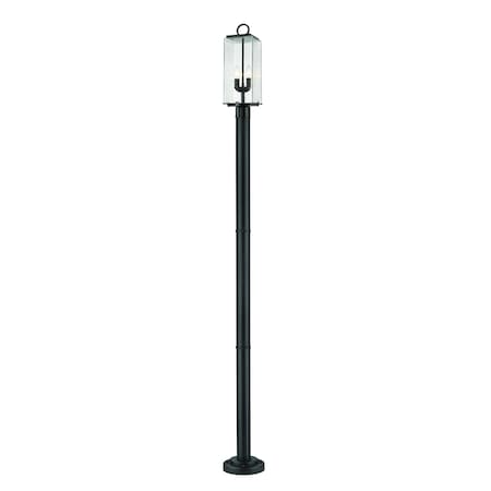 Sana 2 Light Outdoor Post Mounted Fixture, Black And Seedy